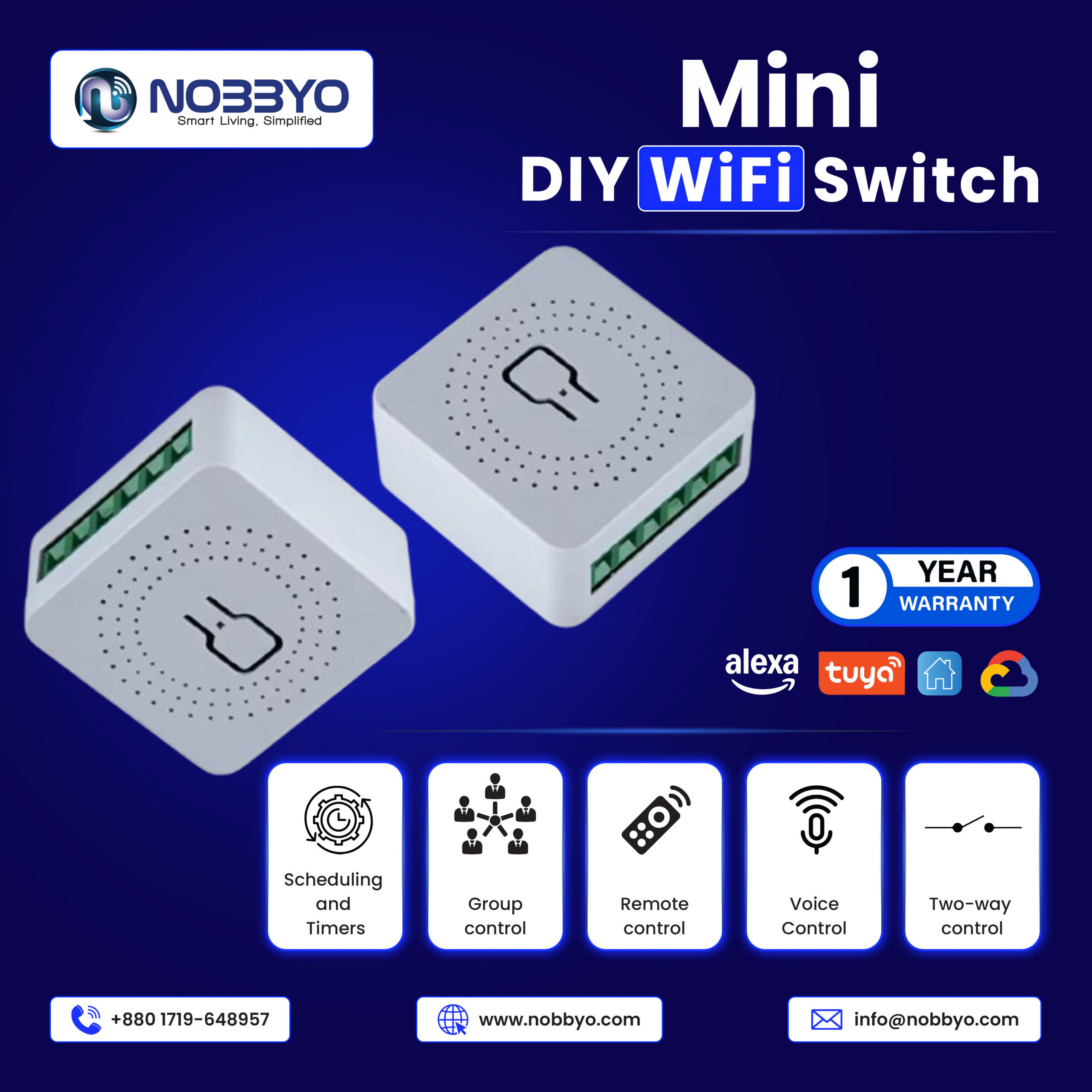 Mini DIY WiFi Switch | NOBBYO Smart WiFi Switch | NSH-MWS-001